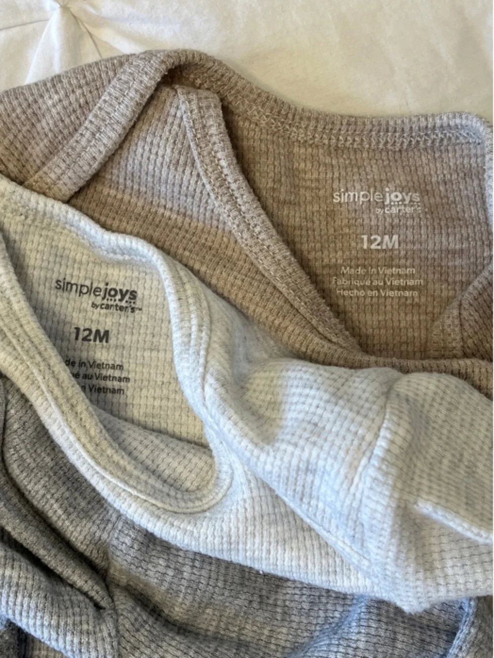 Carter's Neutral Long Sleeve Ribbed Bodysuits - Gray, Light Gray, Cream, Brown